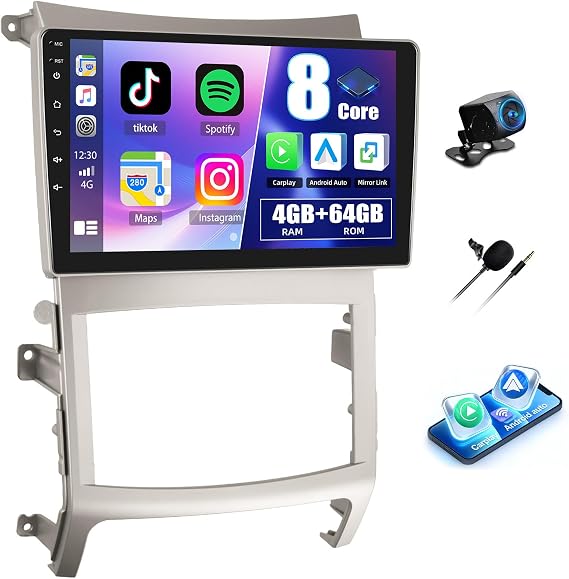 4+64G 8 Core for Hyundai Veracruz 2007-2013 Android Car Stereo 9 Inch Touch Screen Radio Wireless Carplay Android Auto with Bluetooth 32EQ FM/RDS GPS DSP WiFi 59 UI SWC+AHD Backup Camera