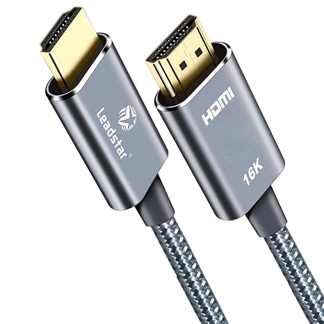 16K HDMI 2.2 Cable 10ft, 96Gbps High Speed, 16K@60Hz 8K@120Hz 4K@480Hz HDMI Cord with eARC, HDCP 2.2&2.3,HDR10, eARC, VRR & ALLM, Braided HDMI for PS5, Xbox Series X, Gaming PC, TV, Monitor, Projector