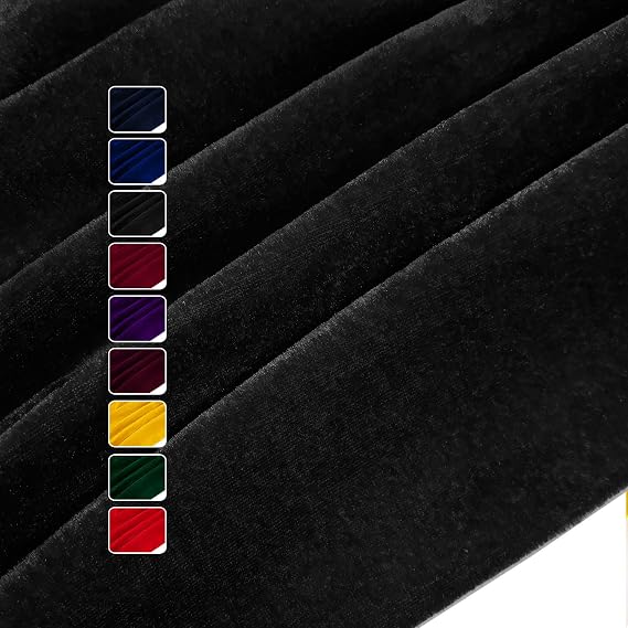 Black Stretch Velvet Fabric 63 inch by 1 Yard Thin Soft and Glossy Polyester Stretchy Fabric for DIY Sewing Upholstery Apparel Costume Craft