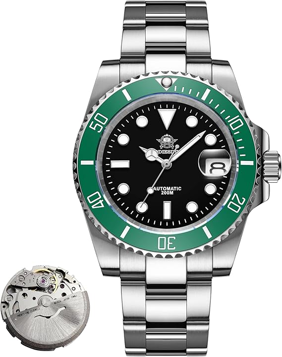 ADDIESDIVE Automatic Watches for Men Analog Diver's Watch NH35A/8215 20Bar Water Proof BGW9 Luminous with Stainless Steel Strap