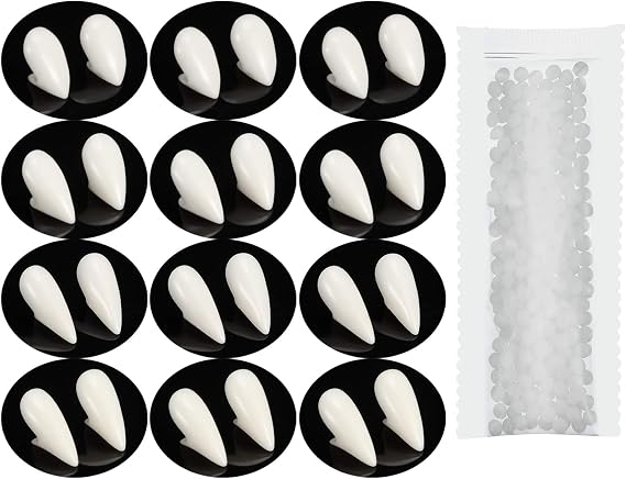 Bbto 12 Pairs Vampire Teeth Halloween Costume Fangs with Adhesive, White