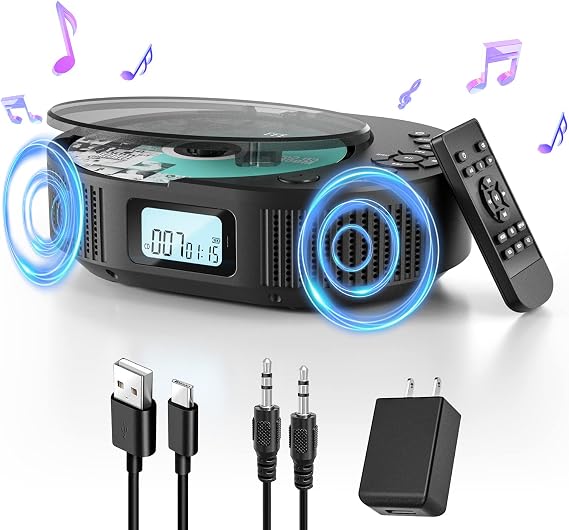 CD Player Portable, FELEMAN Upgraded 2 in 1 Portable CD Player & Bluetooth Speaker, Rechargeable Boombox CD Player for Car/Home with Remote Control