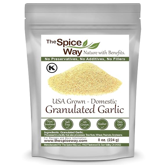 The Spice Way Granulated Garlic - Domestic, US Grown 8 oz resealable bag
