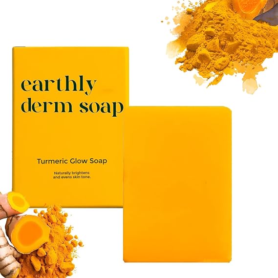 Earthly Derm Turmeric Glow Soap, Handmade Cleansing Bar, Body Skin Care, Gentle Daily Cleanser for Men and Women, Moisturizing Body Skin Care Bar (1PCS, 3.5OZ)