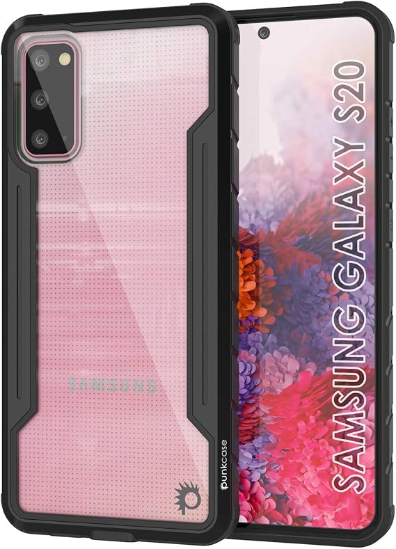 Punkcase Galaxy S20 Case [Armor Stealth Series] Ultra Thin & Protective Military Grade Multilayer Cover W/Aluminum Frame [Clear Back] Ultimate Drop Protection for Your S20 (6.2") (2020) (Black)