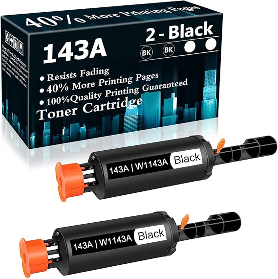 2 Black Cartridge 143A | W1143A Compatible Toner Cartridge