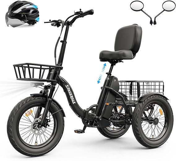 Spacewalk Electric Tricycle for Adults, Folding Trike Bike for Adults