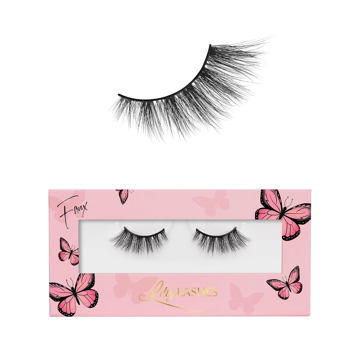 Lilly Lashes Butterfleyes Faux Mink Lashes, Half Lashes Natural Look & Feel, False & Reusable Eyelashes 20x, No Trimming  Easy to Apply, Round Style, Lash Glue not Included, 13mm Sassy