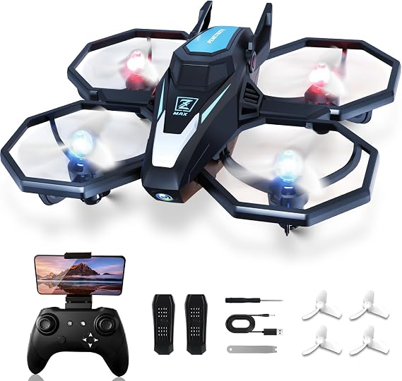 Drones for Kids with Camera, Remote Control Mini Drones for Adults with Altitude Hold, One-Key Take Off/Landing, 3 Speed Modes, Headless Mode, 2 Batteries 1080P HD RC Quadcopter for Boys and Beginners