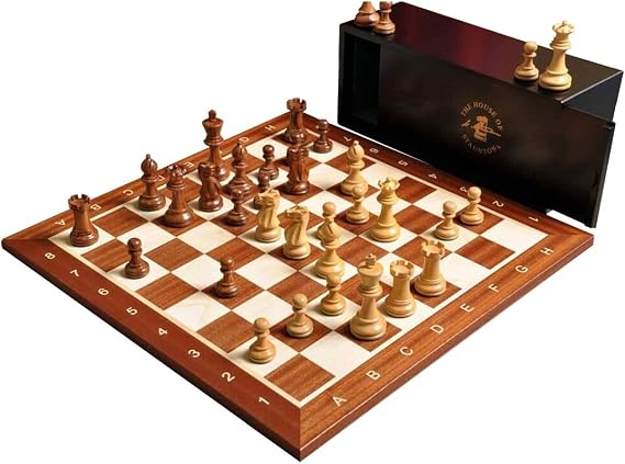 The Library Grandmaster Chess Set, Box, and Board Combination