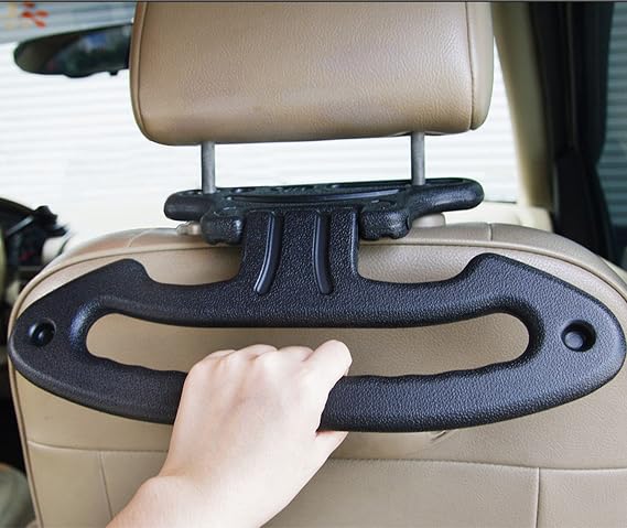 Car Folding Safety Handle Vehicle Headrest Clothes Hangers Black