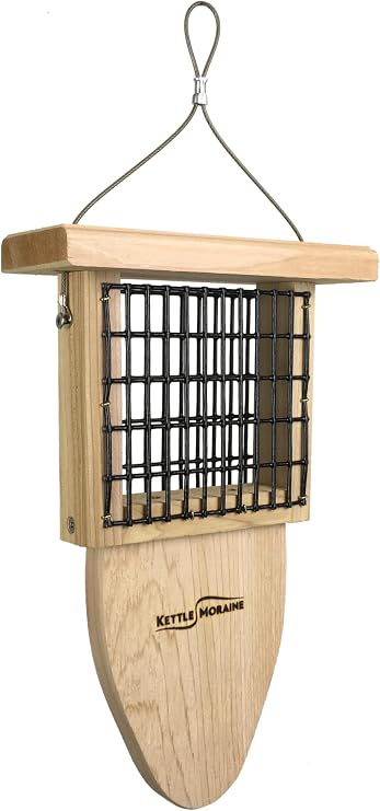 Kettle Moraine Cedar Single Cake Tail Prop Suet Bird Feeder with Hanging Cable