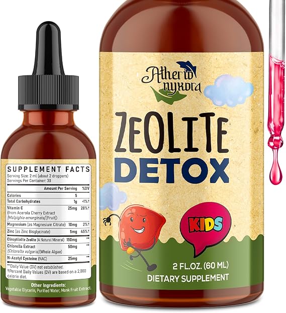 Zeolite Detox for Kids - Detox Supplement, Gentle & Natural & Sweet-Tasting, Contains Clinoptilolite Zeolite, Vitamin C, Magnesium, and Zinc,60ml