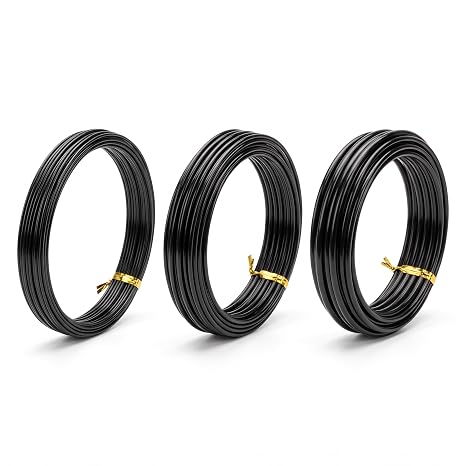 Bonsai Outlet Black Aluminum Bonsai Wire Kit, Includes 1.5mm, 3.0mm, 4.0mm