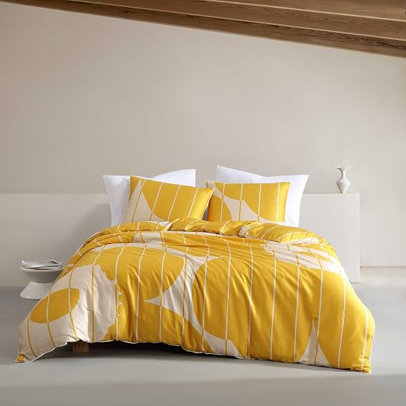 Marimekko - King Duvet Cover Set, Super Soft Organic Bedding, Casual Home Decor (Vesi Unikko Yellow, King)
