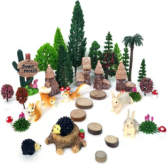42pcs Animal Trees, Ho Scale Bushes with Animals Figures, Plastic Trees for Projects 1.5-6 inch(4-16 cm), Model Train Scenery