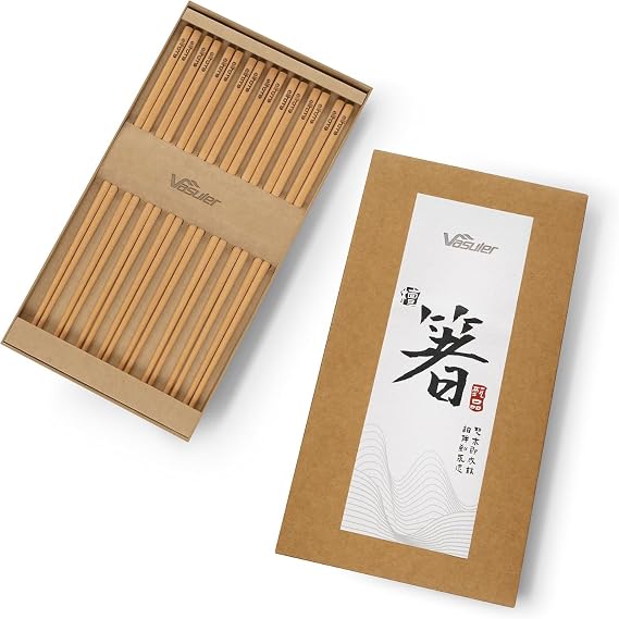Disposable Bamboo Chopsticks (50 Sets) - 9'' Long, UV Treated, Individually Wrapped Japanese and Chinese Wooden Chopsticks Bulk By VASULER