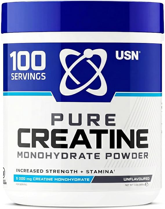 USN Creatine Monohydrate 500 g Size and Strength Powder | 100% Pure Micronized Formula | 5g Dose | 0g Sugar | Fillers | Dissolvable | ATP Muscle Recovery | 3+Month Supply | Vegan