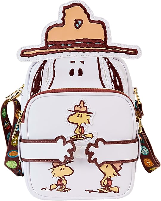 Loungefly Peanuts 50th Anniversary Snoopy's Beagle Scouts Crossbuddies Cosplay Crossbody Bag with Coin Bag, White
