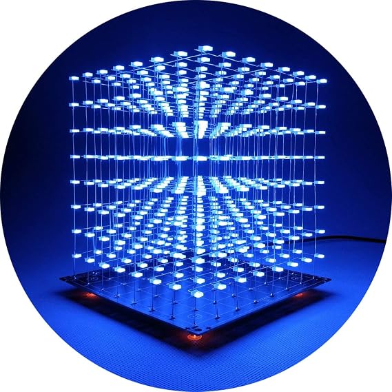 3D Led Cube DIY Electronics Kit 8x8x8 Led Cube DIY Soldering Project Kit(3D8S-BLUE)