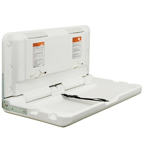 ECR4Kids Horizontal Wall-Mounted Baby Changing Station | High-density plastic, GREENGUARD Gold Certified, 50 lb capacity, ASTM & ADA compliant, liner dispensers and diaper bag hooks