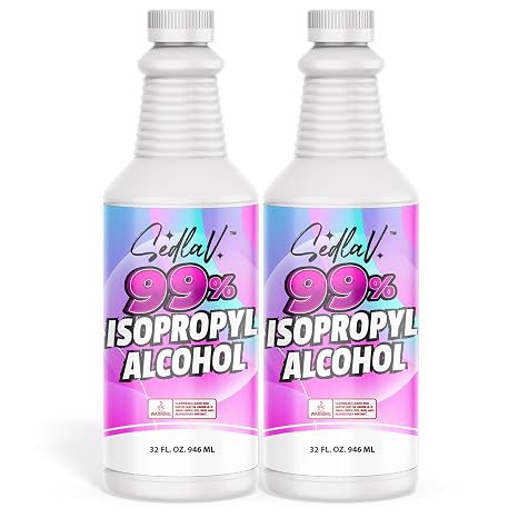 SEDLAV Isopropyl Alcohol 99% Rubbing Alcohol 99 Percent Purity 32 Fl Oz (2)