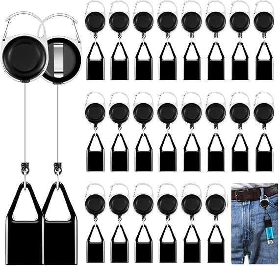 24 PCS Retractable Lighter Leash Holder Keychain Lighter Leash with Clip for Convenience
