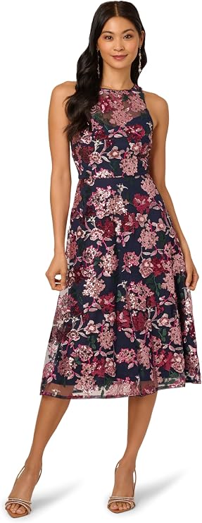 Adrianna Papell Women's Halter Sequin Midi