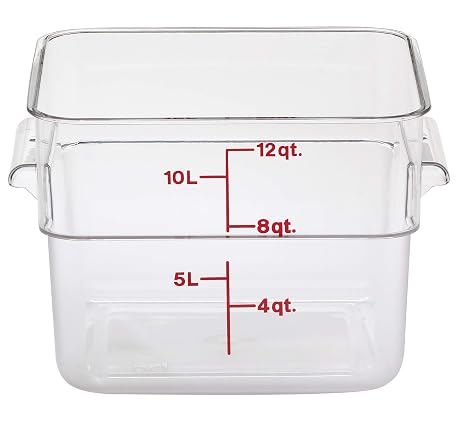 Cambro 12SFSCW135 Cambro Square Container 12 Quart Capacity, Clear (Pack of 6)