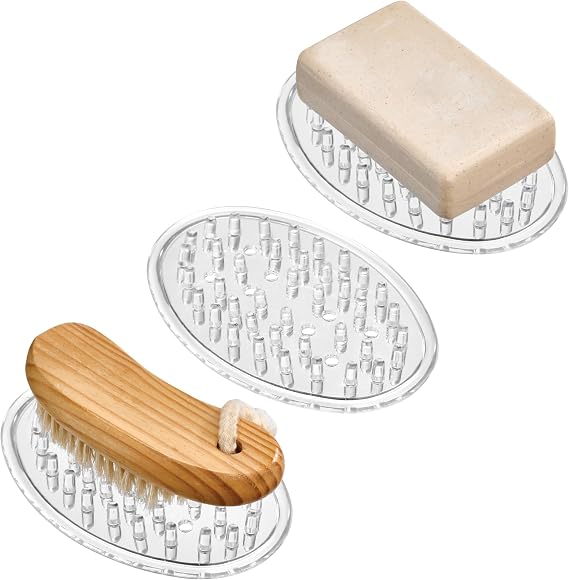 iDesign Plastic Soap Dish, Set of 3, Clear