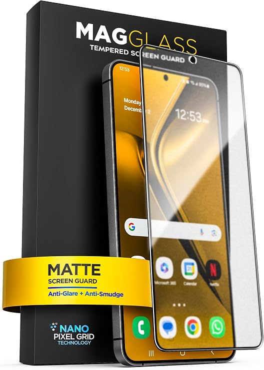 for Samsung Galaxy S25 Matte Screen Protector, (Fingerprint Sensor Compatible) Anti Glare Tempered Glass (Applicator Included)