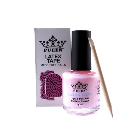 PUEEN Latex Tape Peel Off Cuticle Guard Skin Barrier Protector Nail Art Liquid Tape 15ml Pink - BH000584