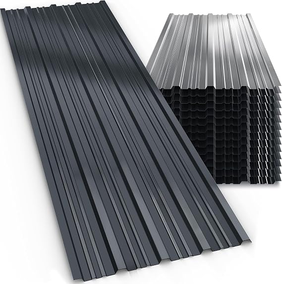 GARDEBRUK® 14x Corrugated Metal Roofing Sheets, 110x46cm, Anthracite Grey