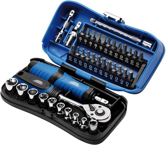 Draper 04713 Expert Socket and Bit Set, 1/4" Sq. Dr. (39 Piece)