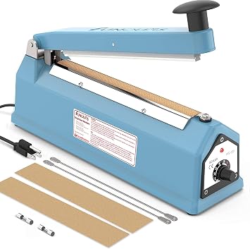 Heat Sealer 8-inch Impulse Bag Sealer Sealing Machine Packing Seal Closer Fresh Handheld Sealer blue, 8-inch