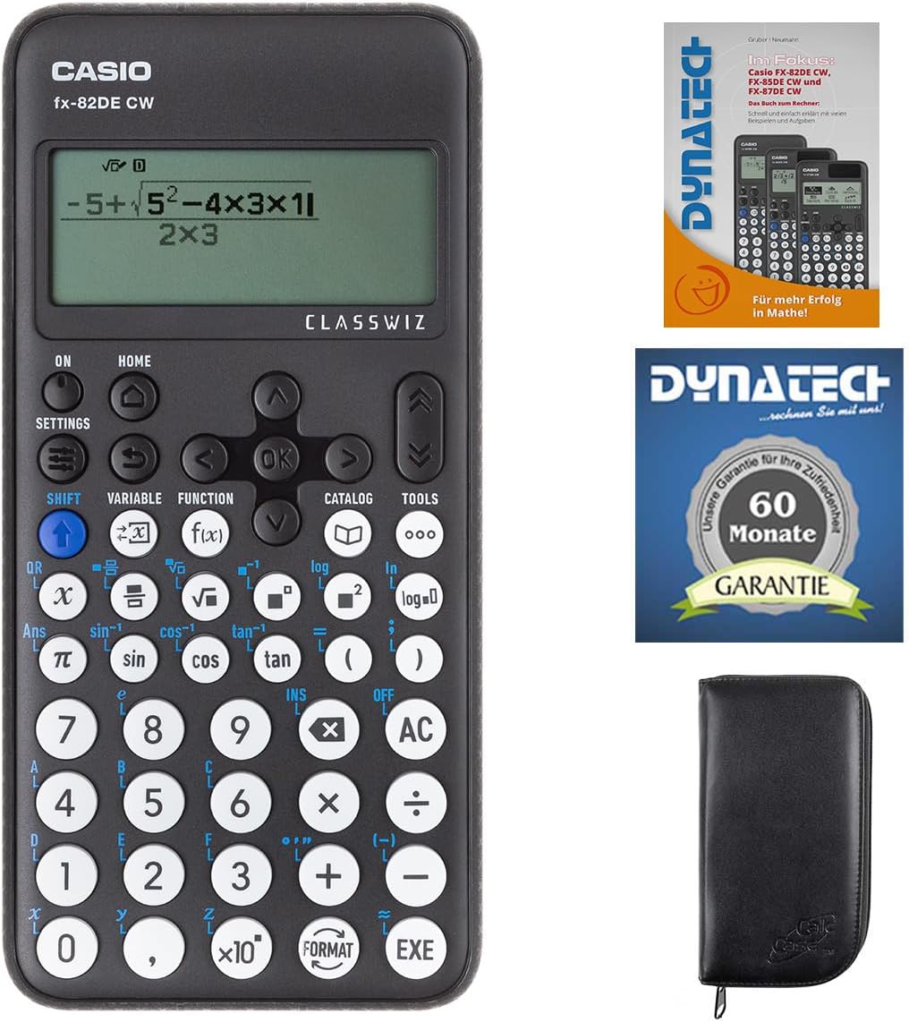 Casio FX-82 DE CW with Black Case Workbook and Extension