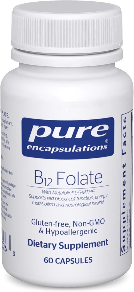 Pure Encapsulations B12 Folate, 60 Capsules | Energy Supplement to Support Nerves, Energy Metabolism and Cognitive Function Support*, with Vitamin B Folate as Metafolin