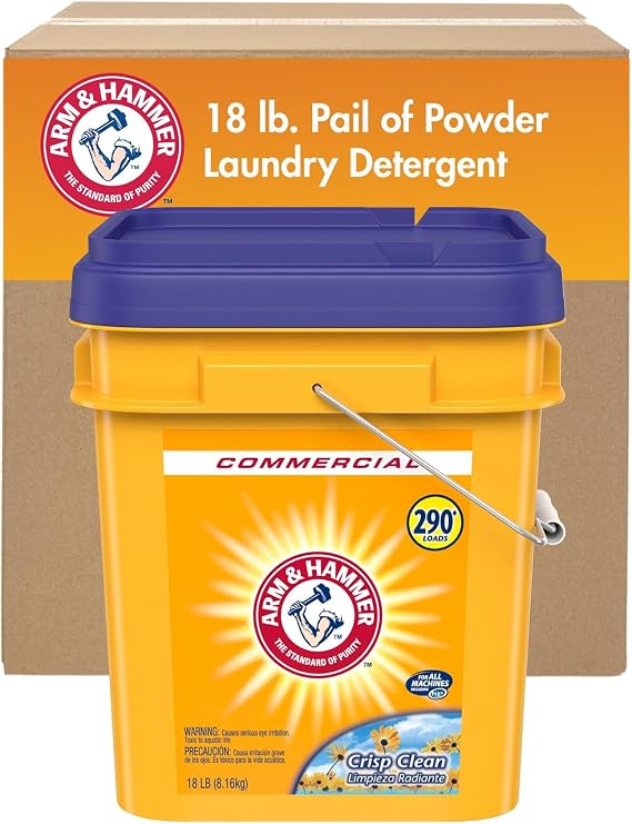Arm & Hammer, Professional Powder Laundry Detergent, Crisp Clean, 18lb Pail (Pack of 1) 290 Loads
