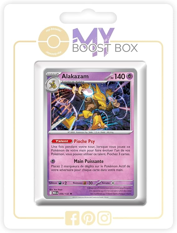 Alakazam 056/132 Holo or Reverse (Random) - my-booster X Méga-Évolution 1 - Box of 10 Pokemon French Cards