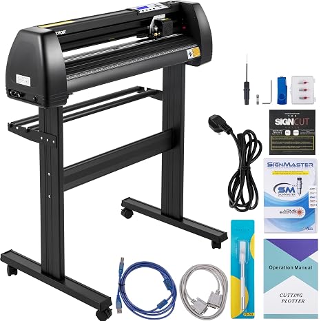 VEVOR Vinyl Cutting Machine Cutting Plotter 870 mm LED Plotter Printer Precise Manual Positioning Software Support for Mac and Windows Systems Adjustable Force & Speed
