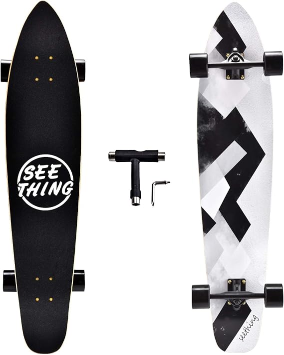 seething 42 Inch Longboard Skateboard Complete Cruiser Pintail,The Original Artisan Maple Skateboard Cruiser Pintail for Cruising, Carving, Free-Style and Downhill