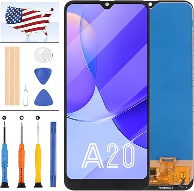 New OLED Screen Replacement for Samsung Galaxy A20 A205 SM-A205F A205FD A205A LCD Display Parts Assembly Touch Sensor Digitizer Glass Lens Kit No Fingerprint Sensor Black No Frame, New OLED