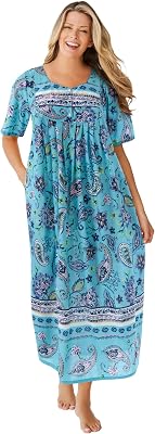 Only Necessities Womens Plus Size Bib Front Lounger House Dress, Nightgown