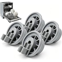 4 Pcs Dishwasher Lower Rack Wheel Replacement Parts,Durable Basket Rollers Compatible with Bosch,Siemens,Neff,Beko,Spare Wheels for Lower Basket,Heat Resistant & Smooth Gliding [Energy Class A]
