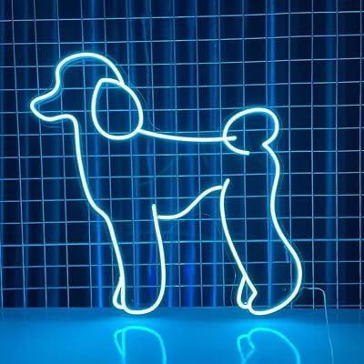 Poodle Dog Neon Sign Dimmable 18 inches Led Poodle Dog Neon Light Up Signs Wall Decor for Home Bedroom Living Room