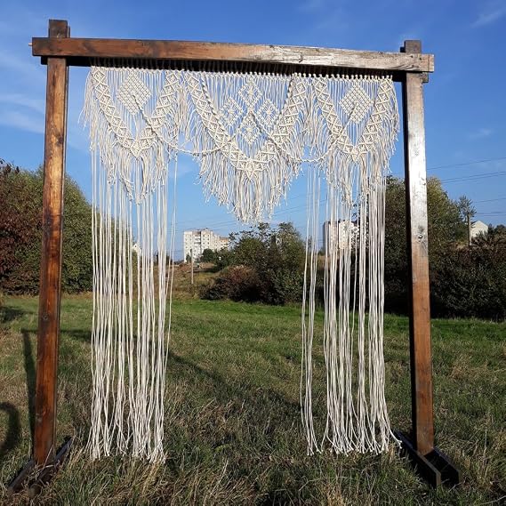 Boho Wedding Arch Boho Chic Macrame Curtain & Macrame Arch Bohemian Macrame Wedding Backdrop Decor Home Geometric Fiber Art Decor 70.8''W*86.6''L