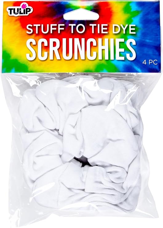 Tulip Scrunchies 4 Pack Tie Dye Accessory, 4 Count (Pack of 1), White