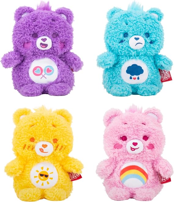 BumBumz 4.5-inch Care Bears 4-Pack - Cheer Bear, Funshine Bear, Share Bear, Grumpy Bear - from The Makers of Original Squishmallows - Ages 3+