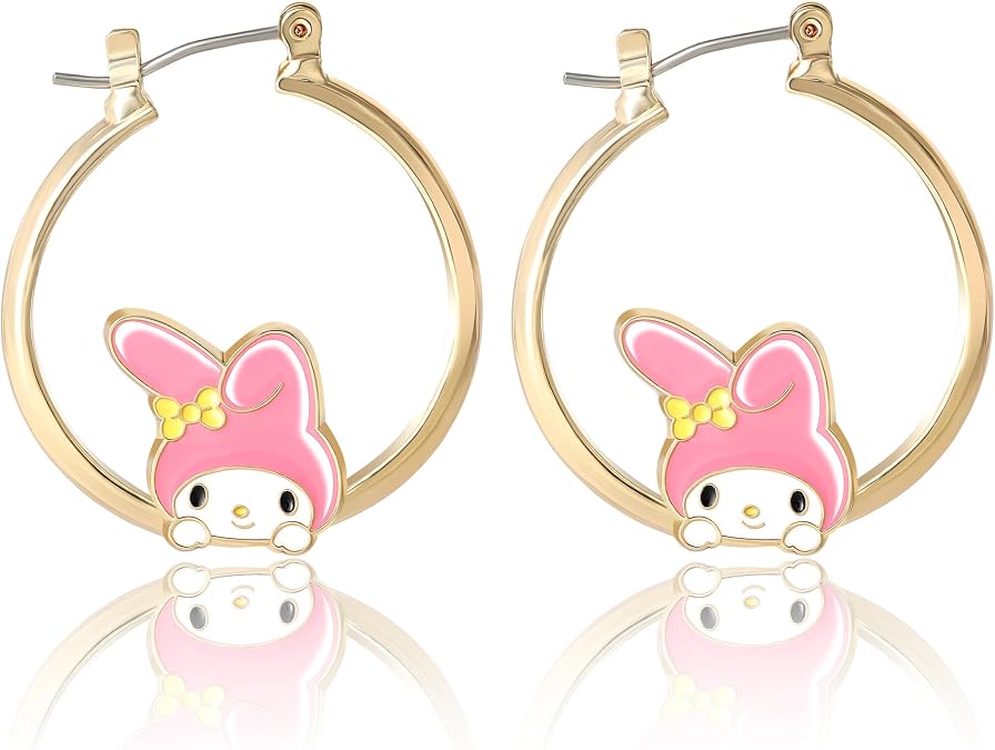 Sanrio My Melody Hoop Earrings, Flash Plated and Enamel My Melody Earrings