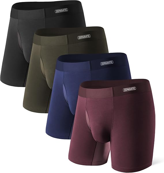 Separatec Mens Underwear Modal Boxer Briefs with CradleFit Pouch 4 Pack